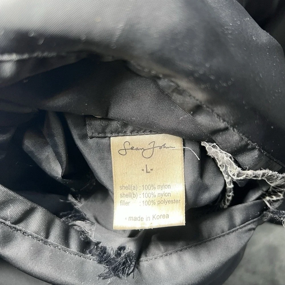 Sean John Jacket Men Size Large Reversible Bomber Puffer Coat Y2K Black